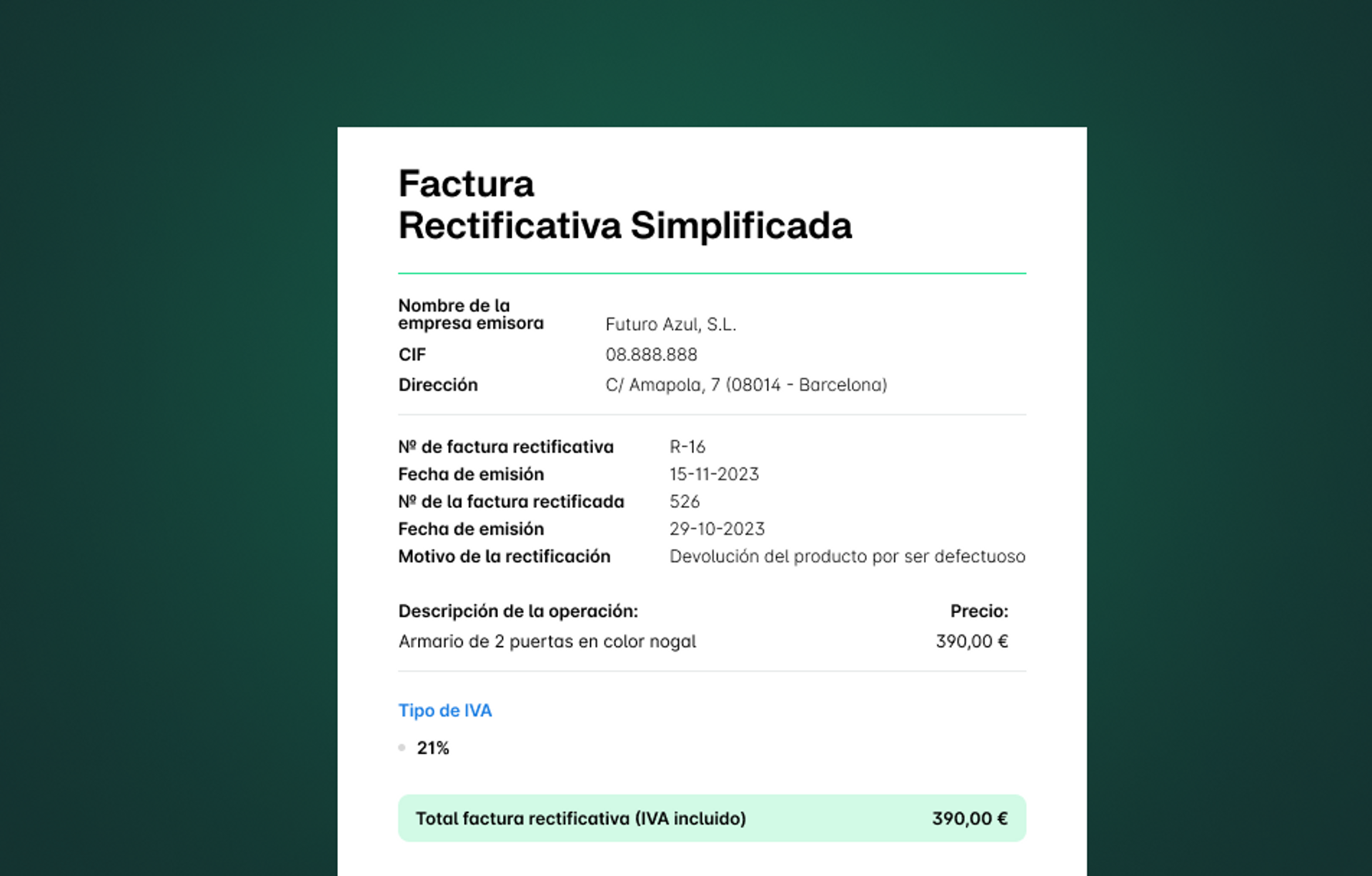 Factura simplificada ejemplo 4